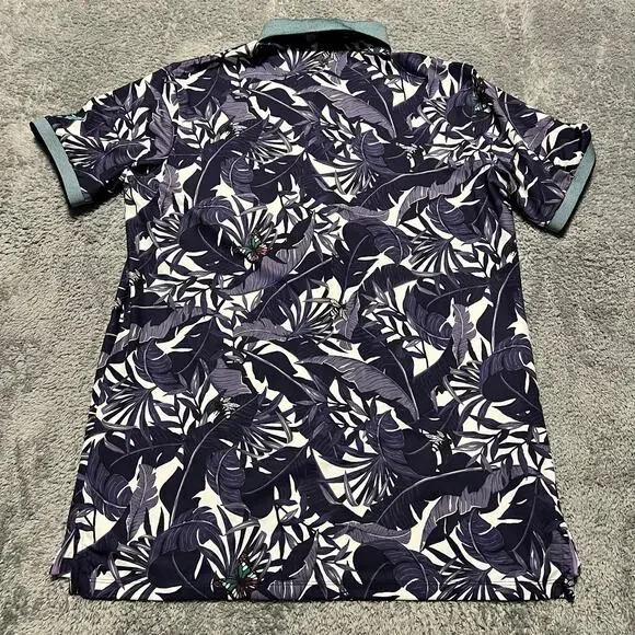 Greyson Golf Polo Shirt Mens Large Purple Lost World Abyss Tropical Butterfly - Picture 3 of 8